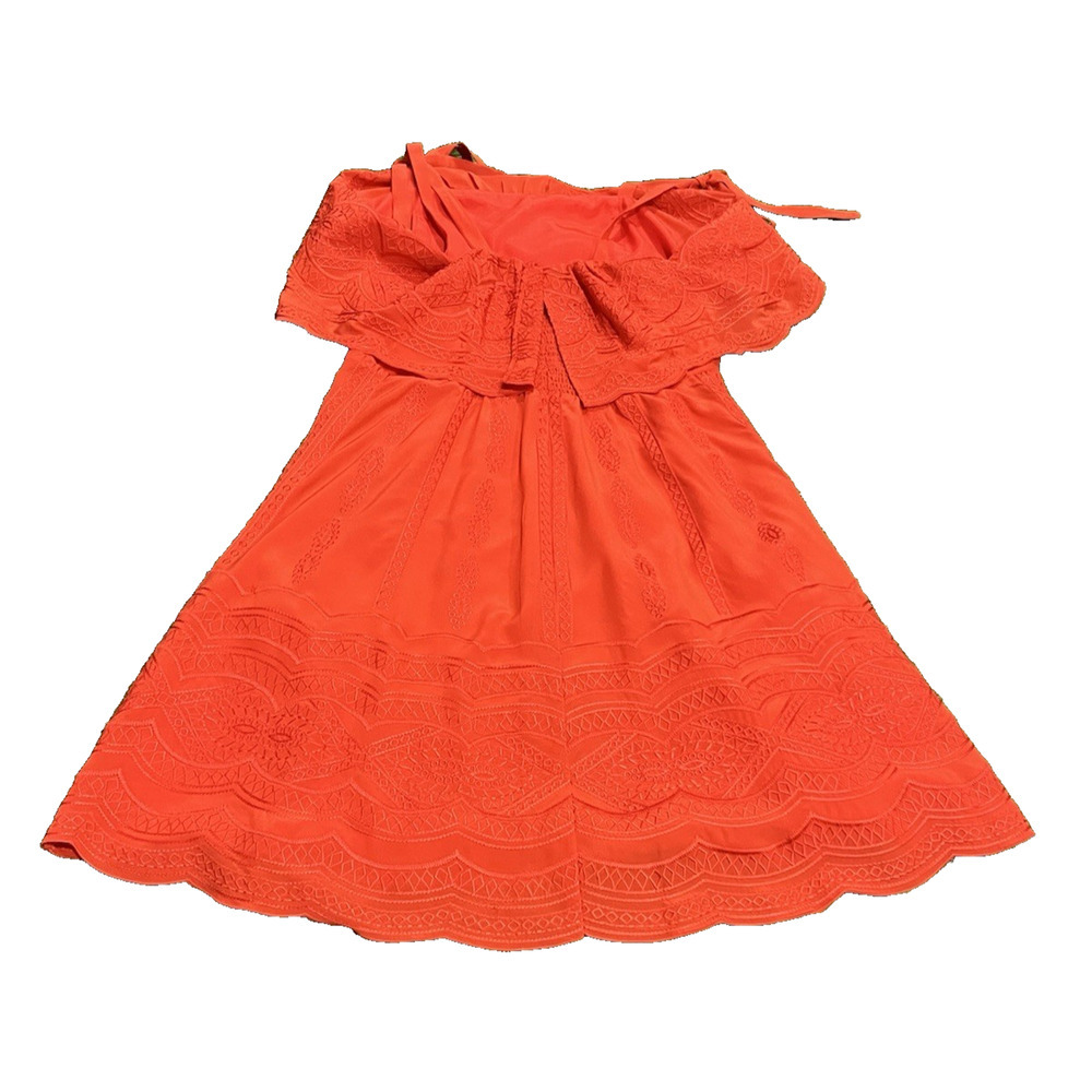 PARKER Nia Orange Silk Embroidered Lace Popover Party Dress Small NEW $398 - Picture 13 of 13